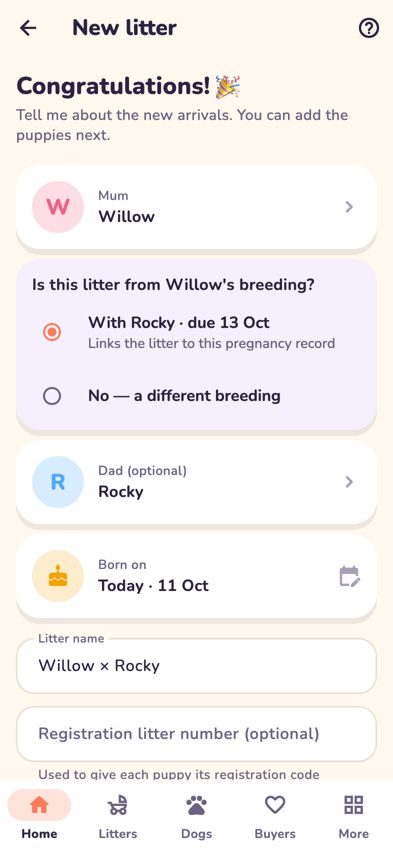 New litter with the pregnancy link for mum's breeding